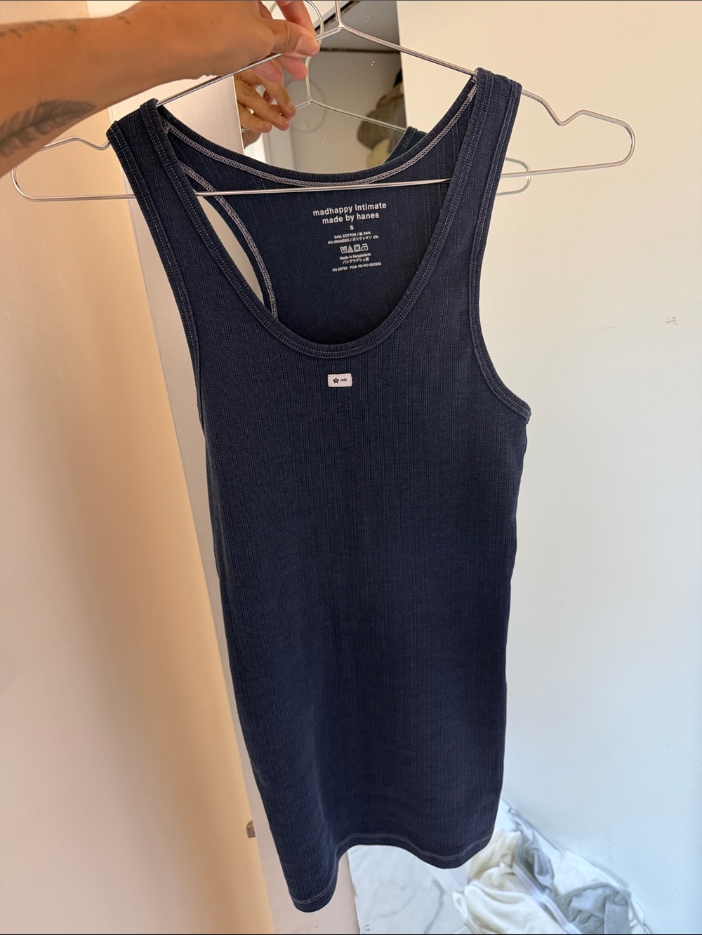 Madhappy Hanes Pointelle Navy Tank Top